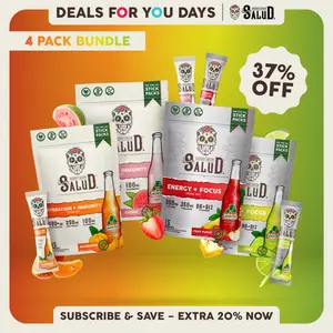 Salud x Jarritos 2-in-1 [Daily Wellness All-In-One] Agua Fresca Drink Mix Variety Pack, Energy + Focus & Hydration + Immunity, Organic Caffeine, Electrolytes, Elderberry, Non-GMO, Vegan (4-Pack, 60 Servings), Deals For You Days
