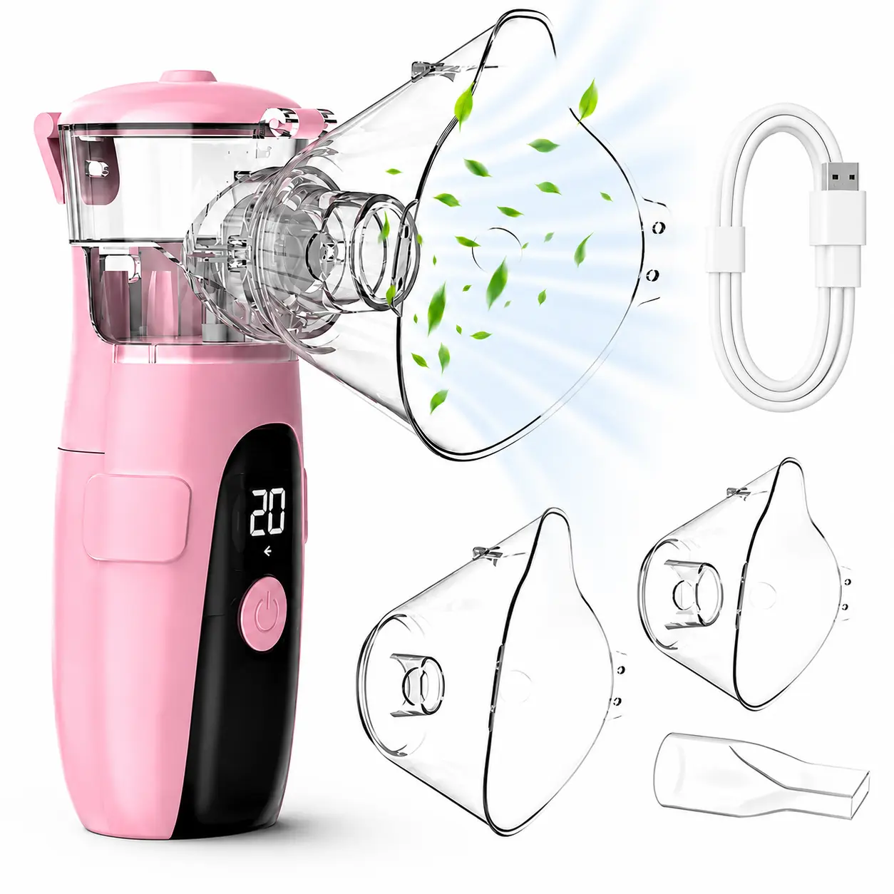 Cordless Handheld Nebulizer, Travel Size Hydrating Quiet Misting Device for All Ages, Rechargeable & Gentle on Skin with Self-Cleaning Mode, Home/Travel, Adults