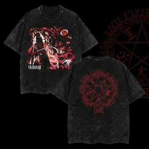 Alucard Hellsing Retro Vintage Unisex Oversize Anime Manga Acid Washed Heavyweight Cotton T-shirt, Anime Merch, Gift For Anime Fan, Weeaboo.