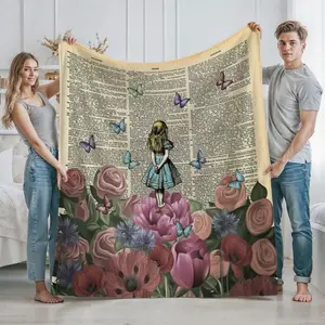 Sweet Quilts Alice In Wonderland Wonderland Garden Retro Blanket Comfortable Lightweight flannel blanket for home and travel