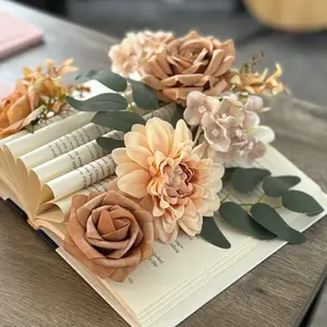 Book Bouquet - Creative Floral Arrangement Featuring Open Books as a Unique Display Piece