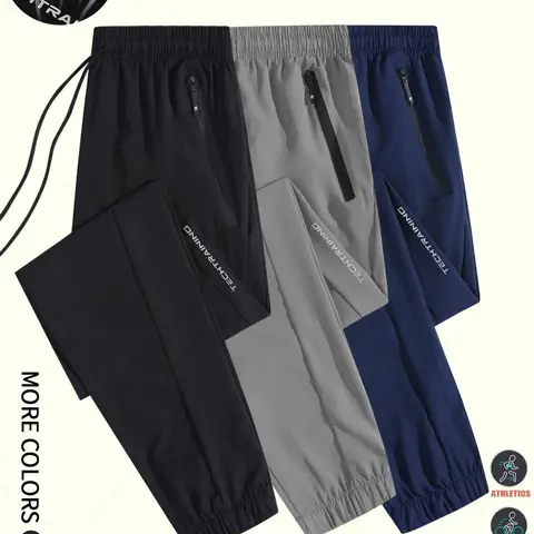 Men's Drawstring Soft Training Jogger Trousers, Lightweight Breathable Fabric, Comfortable Zipper Pockets, Casual Autumn & Winter Men's Trousers Suitable for Jogging, Workout Streetwear, Summer Clothes, Runner Pants, Casual Athletic Joggers