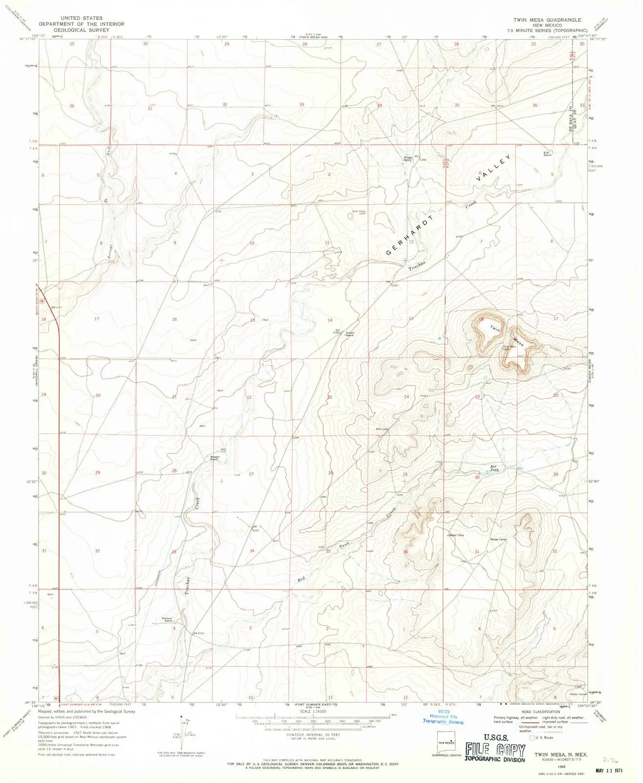 Twin Mesa New Mexico USGS Topographic Quadrangle Map, 1968, 1:24000