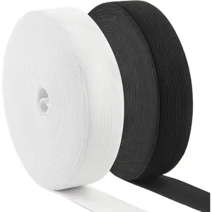 22 Yards 1 Inch Elastic Bands for Sewing High Elastic Spool Knit Heavy Stretch for Waistbands Pants Clothes and Crafts DIY, 2 Rolls, 11 Yards/Roll (Black and White)