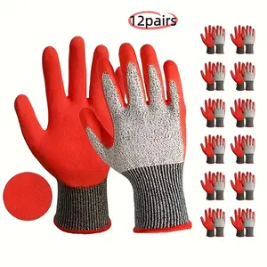 12 Pairs Of Safety Work Gloves | Cut-resistant And Breathable/Nitrile Anti-slip | Cut-resistant And Breathable, Suitable for Maintenance/construction Work