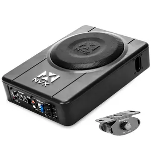 QBUS8P 300W Peak (150W) RMS 8" Ported Amplified Loaded Under Seat Subwoofer System with Remote Bass Knob and Amplifier Wiring Kit