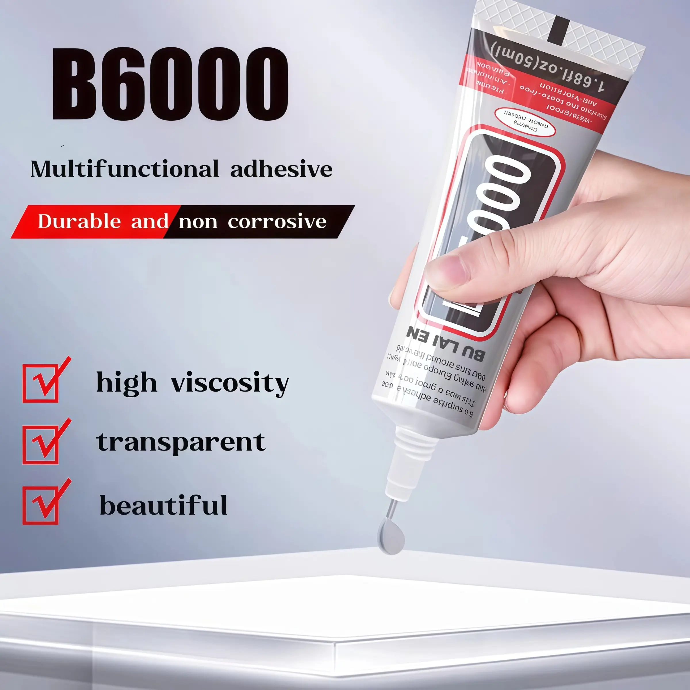 B6000 Craft Plaster Gel, Transparent Super Jewelry Glue 50ML, Super Glue Clear, Clear Glue Adhesive, Sticky Glue, Glue for Bedazzling, Suitable for Fabric Metal Plastic Glass Crystal Crafts Jewellery Repair