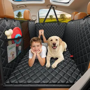 Dog Backseat Extender for Cars & SUVs | Hard Bottom Dog Car Seat Cover | Dog Hammock Back Seat | Pet Rear Seat Protector | Dog Travel Bed with Mesh Window | Waterproof Dog Car Accessories