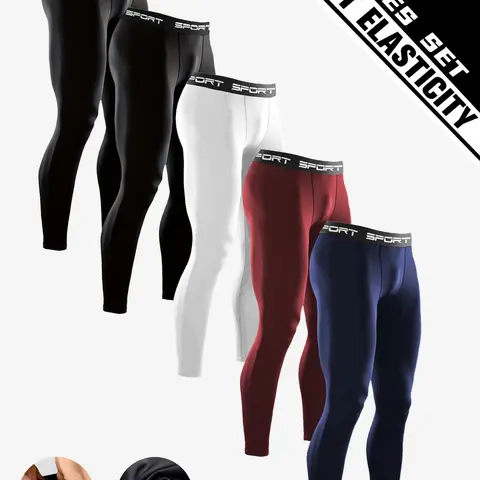 5-Pack Men's Athletic Pants, Quick-Dry Breathable Running Pants, High-Stretch Polyester Spandex Training Pants, Suitable for Gym Workouts, Running, Everyday Casual Active Wear, Activewear Bottoms, Athletic Clothing