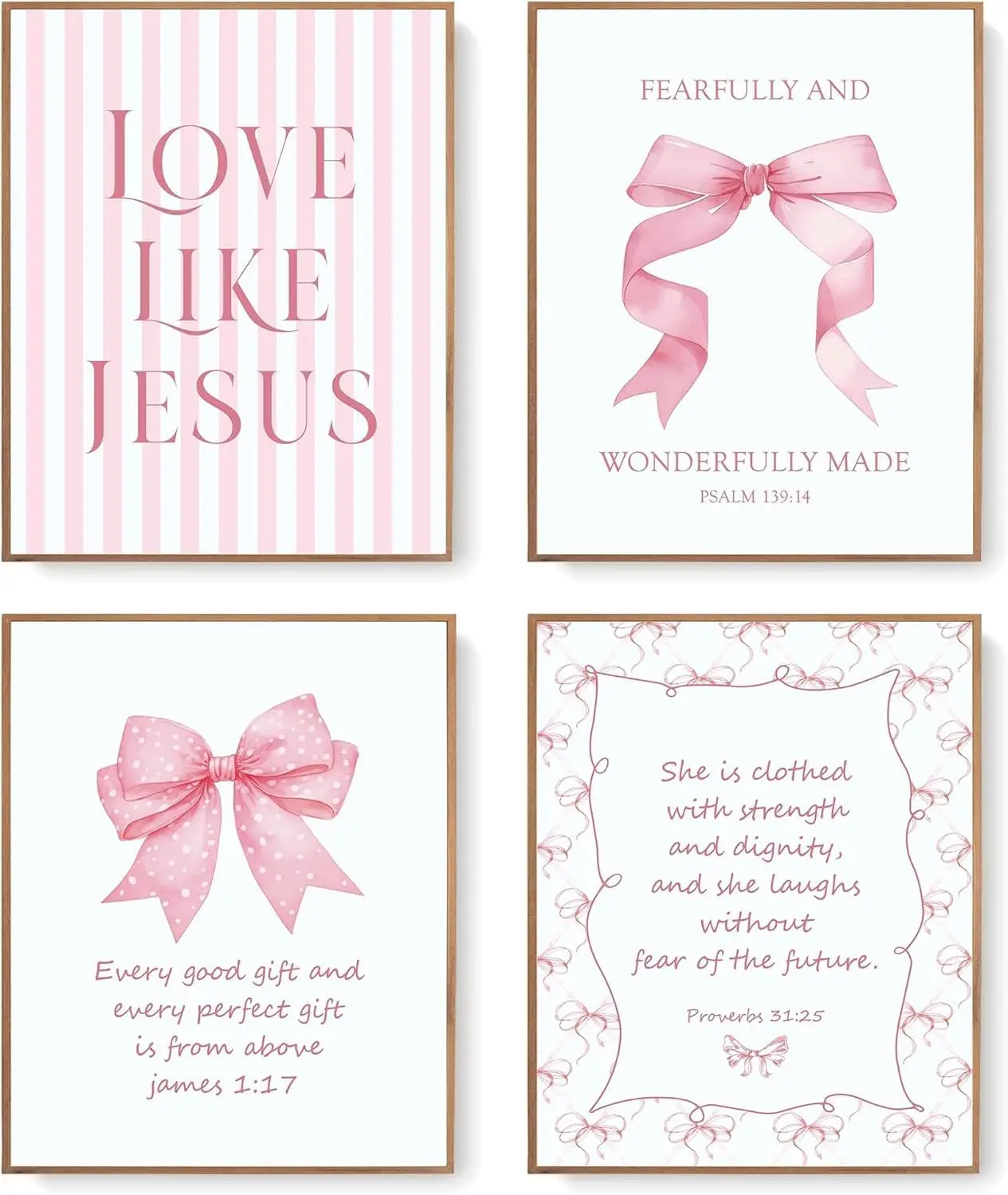 5D DIY Diamond Painting Kit, Pink Watercolor Bow Inspirational Text Art Set, Soft Minimalist Canvas Wall Decor Craft for Girls Bedroom