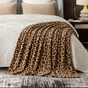 Cozy Plush Cheetah Leopard Print Blanket, 1 Count Soft 50"x60" All-Season Blanket, Warm Nap Blanket for Couch Sofa Bedroom Living Room, Leopard Home Decor Blanket
