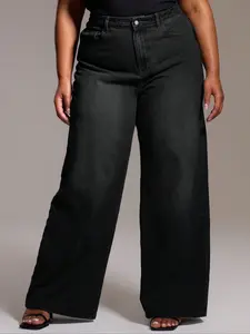 Women's Plus Size New Denim Jeans Elastic Comfort Straight Leg Versatile Trendy Fashion Washed Jeans Long Pants
