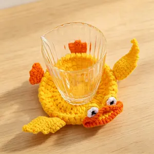 Cute Cartoon Animal Handmade Crochet Coasters, Heat Resistant Drink Mats for Home Table Decor