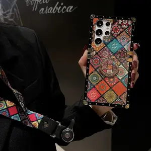Ethnic style phone case compatible with Galaxy S26 Ultra/25 Plus/24/23/22/21 phones, Galaxy A56/55/54/53/52, lanyard for S24/S25+, luxury and personalized S25 Ultra, shockproof case for S26 Ultra, protective case for S24 Ultra, fashionable S23U,