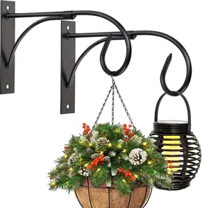 Iron Wall Mount  Hanger Brackets, 2 count 11 Inch Durable Rust-Resistant Hooks for Hanging , Drying Rack, Bird Cages, Lantern, Windchime, House Sign