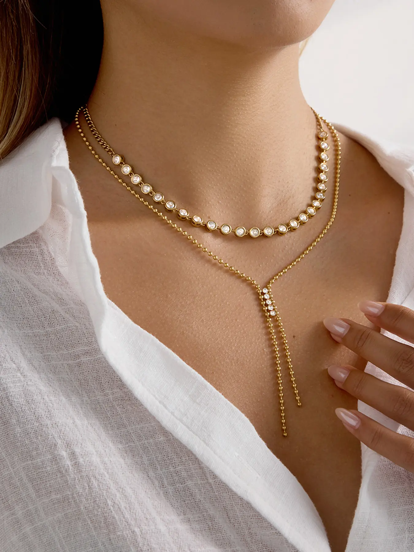 Ladies' elegant necklace, simple Y-shaped rhinestone tassel necklace, Dangling Charms Necklace, Chain Jewelry, Trendy Jewelry, ladies' fashionable jewelry gift, suitable for wearing in various occasions