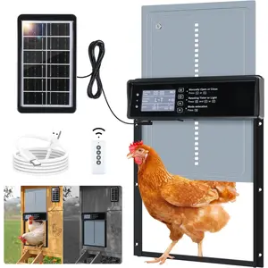 Automatic Chicken Coop Door Solar , LCD Screen Electric Chicken Coop Door with Timer & Light Sensor, 4 Modes Solar Chicken Coop Door, Anti-Pinch & Door   Coop Door with Remote Control