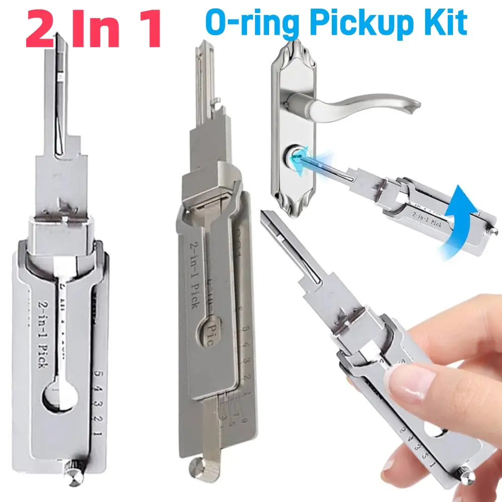 SS001 Stainless Steel Key Decoder 2 In 1 Precision Hook & Pick Lock Decoder O-ring Pickup Maintenance Hand kit joint press kit box gear wren