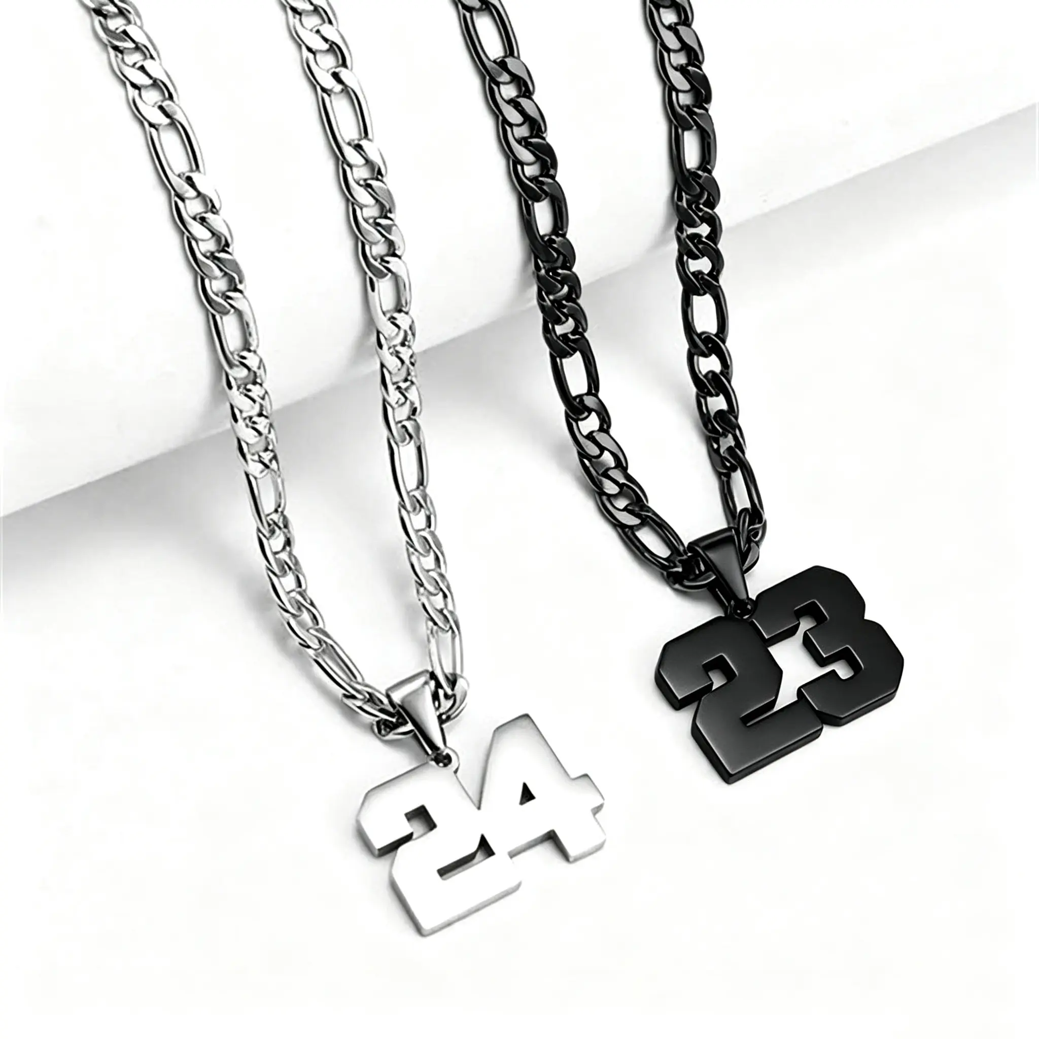 Unisex Stainless Steel Silver 0-99 Number Necklace Chain - Personalized #, Metal Coating Stainless Steel Jewelry for Sports Lovers, Everyday Wear Birthday Anniversary Gift Accessory