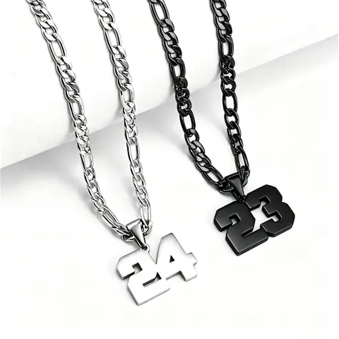 Unisex Stainless Steel Silver 0-99 Number Chain Necklace - Personalized # Jewelry for Sports Lovers, Adults, Athletes, Game-Day Celebrations, Everyday Wear Birthday Anniversary Gift Accessory