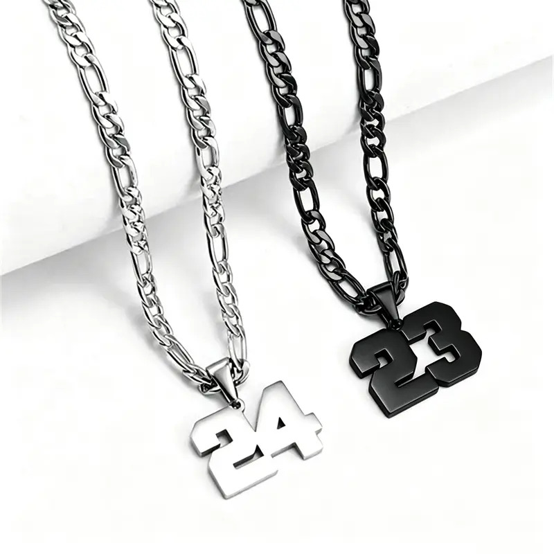 Unisex Stainless Steel Silver 0-99 Number Chain Necklace - Personalized # Jewelry for Sports Lovers, Adults, Athletes, Game-Day Celebrations, Everyday Wear Birthday Anniversary Gift Accessory