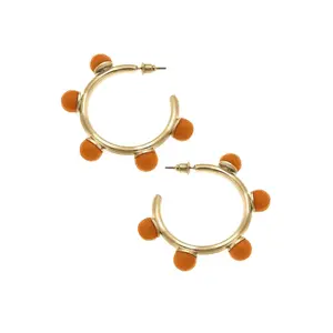 Allison Resin Beaded Hoop Earrings in Orange