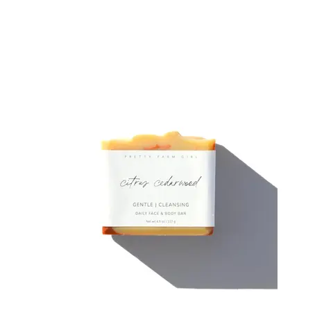 Pretty Farm Girl Citrus Cedarwood Handmade Tallow & Goat Milk Kefir Soap Bar - 4.5 oz Brightening & Hydrating Cleanse for Sensitive Skin