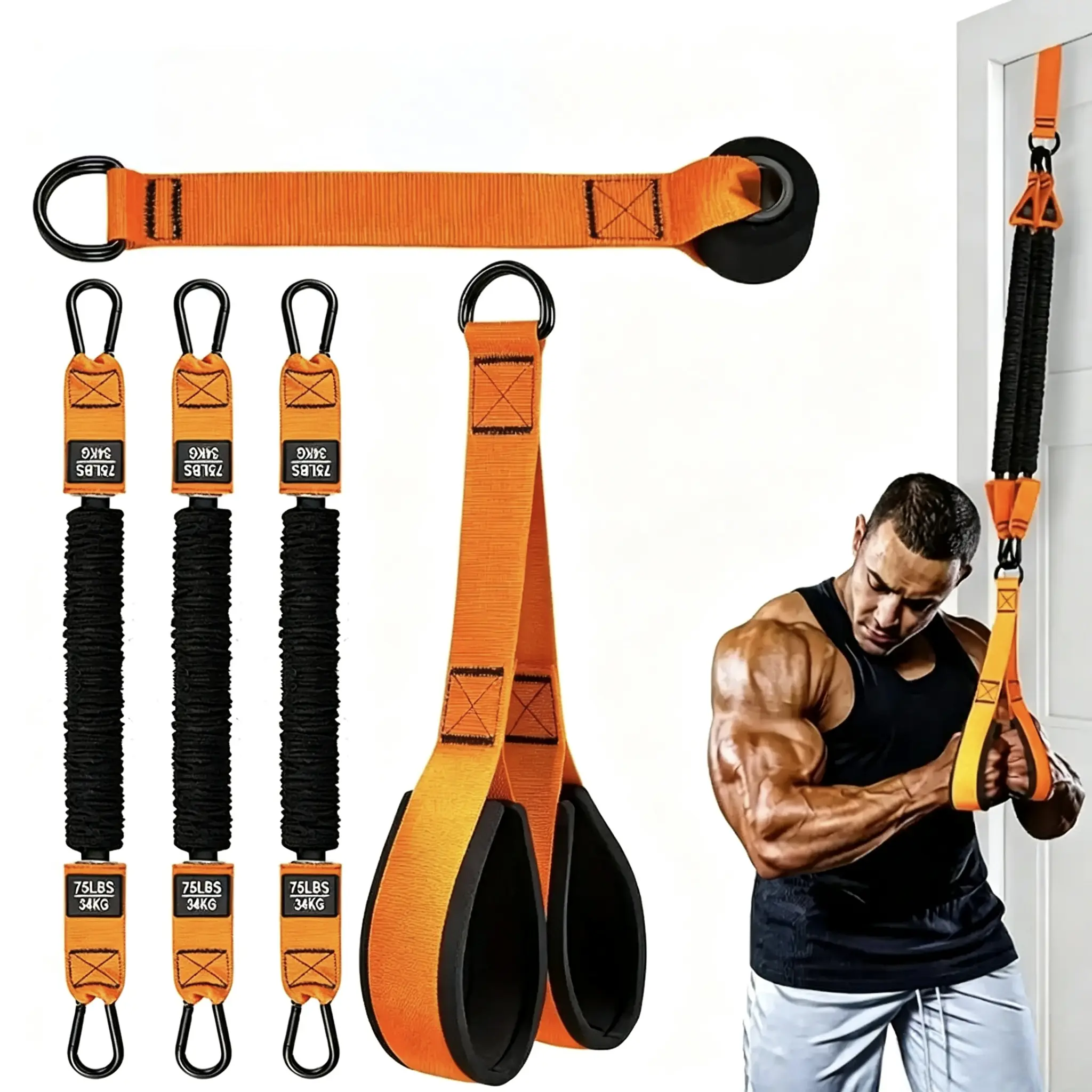 Adjustable Pull Up Assistance Bands with Foot and Knee Support, Heavy Duty Resistance Bands for Pull Up Bar, Full Body Strength Training System for Home Gym, Pull Up Assist Bands with Handles and Bag