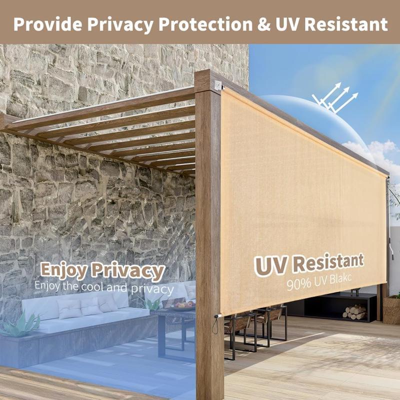 Outdoor Roller Shade 4' W x 6' L Cordless Patio Shades Roll Up Outdoors Blinds with UV Protection, Exterior Roller Shades Cloth for Porch Pergola, Walnut Outdoor Roller Shade 4' W x 6' L Cordless Patio Shades Roll Up Outdoors Blinds with UV Protection, Exterior Roller Shades Cloth for Porch Pergola, Walnut