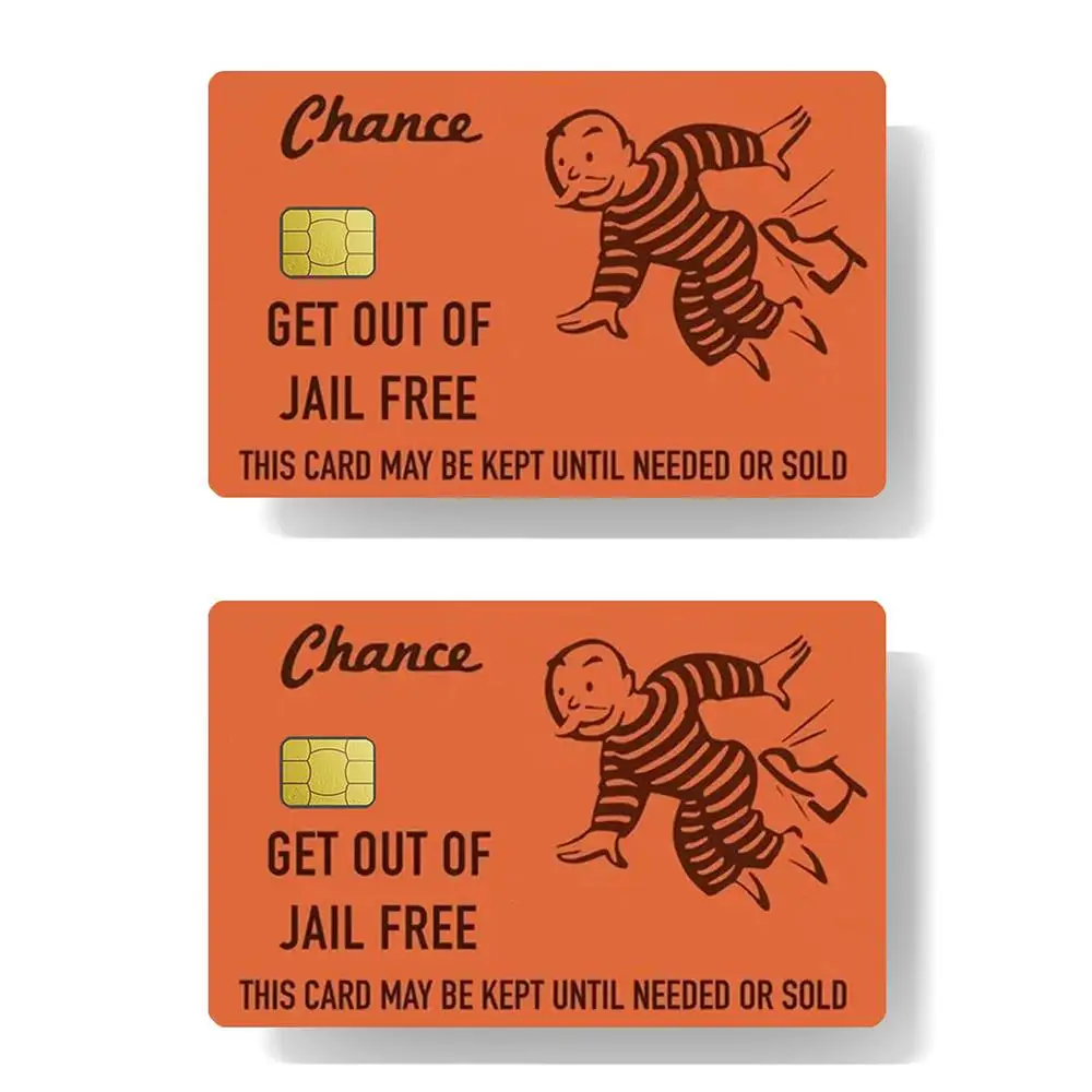 Get Out Of Jail Free Design Card Sticker, 2 Counts/set Jail Free Card Sticker, Waterproof Vinyl Sticker for Credit Card, Debit Card, Ebt, Bank Card, C