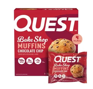 Quest Bake Shop Protein Muffins, Chocolate Chip Flavor, 10g Protein, 4 Count