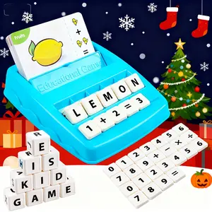 Montessori Alphabet Learning Toy – Educational Blue Flash Card Machine for Kids 3+, STEM Words & Math Cards, Perfect Christmas & Halloween Gift