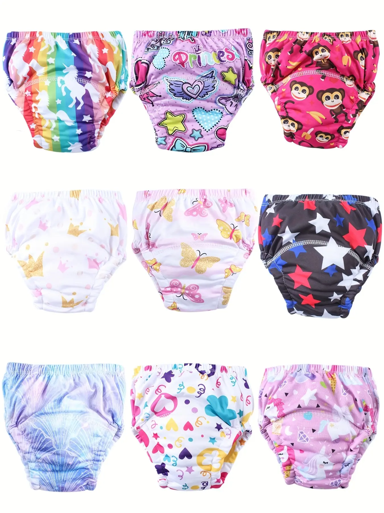 9-Piece Baby Boy & Girl Reusable Diaper Training Pants, Soft Comfortable Fabric, Washable Potty Training Pants, Toddler Gift Set
