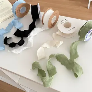 Solid Color Boho Ribbon, 1 Count Wavy Textured Ribbon, Gift Wrapping Ribbon, Decorative Ribbon for Flower Arrangement & Holiday Gift Decoration