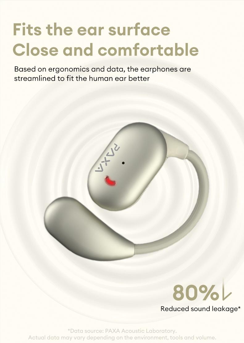 PAXA KC-10 Open-Ear OWS Wireless Headphones with Bluetooth 6.0, Waterproof Sports Design, ENC Noise Reduction Mic, Comfortable Fit, Audio Wireless Earbuds for Music & Calls, Compatible with Android & iOS