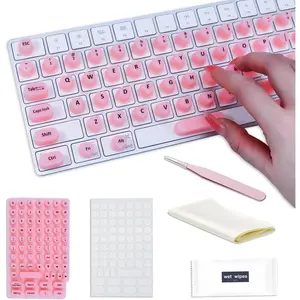 F-KBB05  Raised Keyboard Stickers for Long Nails with Letters - Heart-Shaped Antistatic Silicone Protective Cover with Tweezers, Wet Wipes, Dry Towel & Jelly Glue, Ideal for Typing, Gaming & Nail Art (70 Pcs)