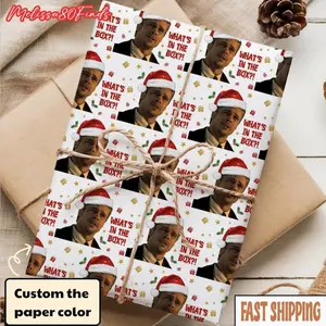 What's In the Box_ Wrapping Paper Roll, Funny 90s Movie Inspired Gift Wrap, Unique Holiday Wrapping Paper, Humor Xmas Gift Wrap for Friends