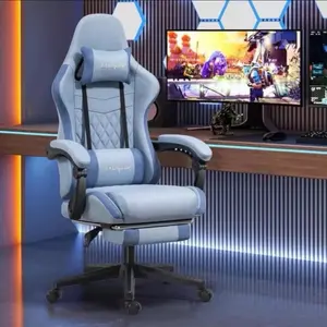 Gaming Chair Fabric with Footrest,Massage Chair with Pocket Spring Cushion