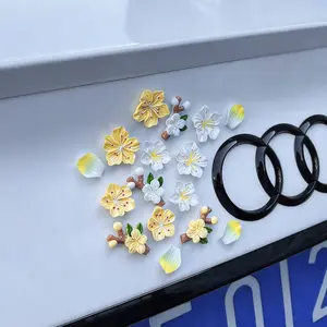 3D Romantic Flower Decorations Bumper Stickers with Pink Cherry Blossom Spring Daffodil Design Magnetic Car Decal for Vehicle Styling and Decoration Safe for Car Paint and Waterproof Indoor Outdoor Use