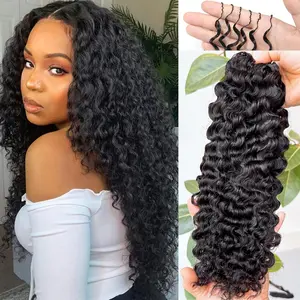 Burmese Water Wave Human Crochet Hair 16 Inch 120g Knotless Pre-Separated Crochet Hair Extensions Human Hair Curly Invisible Crochet Feather Human Hair Extension for Women