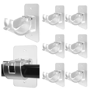 Upgraded No Drill Curtain Rod Holders - 8PCS Nail-Free Adjustable Wall Hooks, Suitable for Poles 0.78-1.57 Inch, Includes Multiple Holders