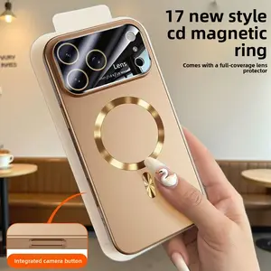 Magnetic Phone Case with Protective Cover Electroplated Large Window New Model magsafe for iP 17 Pro 16 Pro Max 15 14 13 Obsidian Black Shockproof Cellphone Protector phone cases