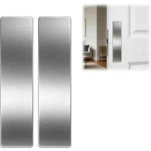 Cat & Dog Door Protector from Scratching, Stainless Steel Self-Adhesive Kick Plate, Heavy Duty, Interior/Exterior Door Guard, Brushed Silver - 4"×16" 2 Pack