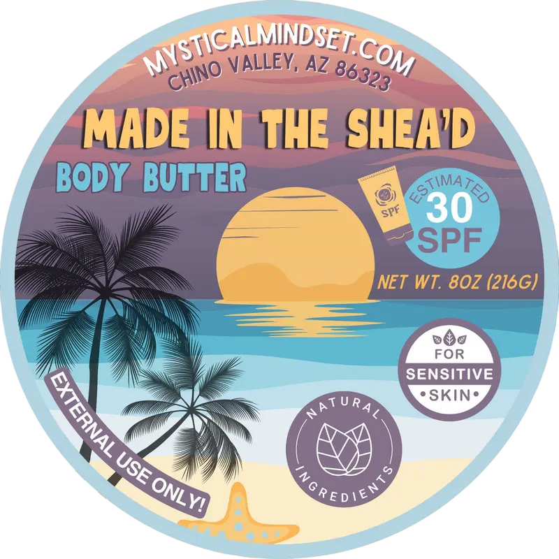 Organic Summer Body Butter, Estimated 30+SPF -  Nourishing, Pineapple, Skincare, Sun Butter, All Ages, All Skin Types Hydrating Moisturizing, Made in the Shea'D