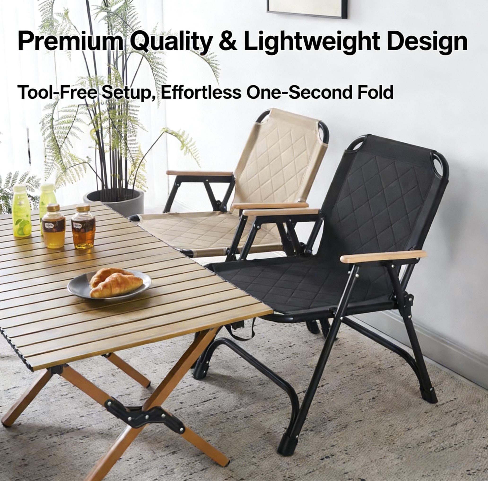 Must-Have Outdoor Essential! Durable Folding Chair with Wood Armrests | Lightweight & Space-Saving | Perfect for All Adventures