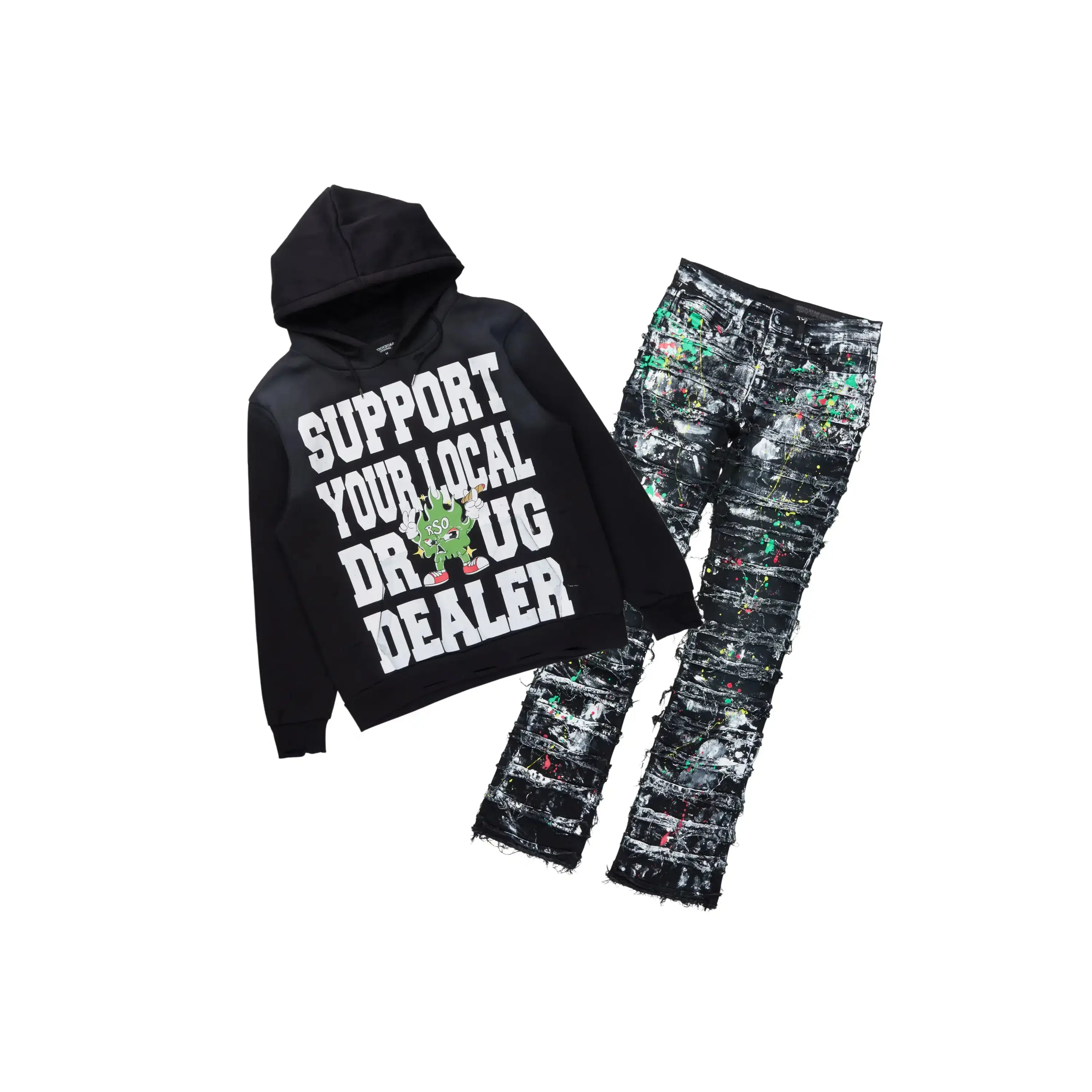 Tarl Black/Black Hoodie/Stacked Flare Jean Set Tarl Black/Black Hoodie/Stacked Flare Jean Set