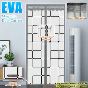 1PC winter magnetic door curtain, EVA material, no drilling installation, windproof and warm air conditioning door curtain, silent magnetic suction, suitable for kitchen, bedroom, air-conditioned room, home decoration