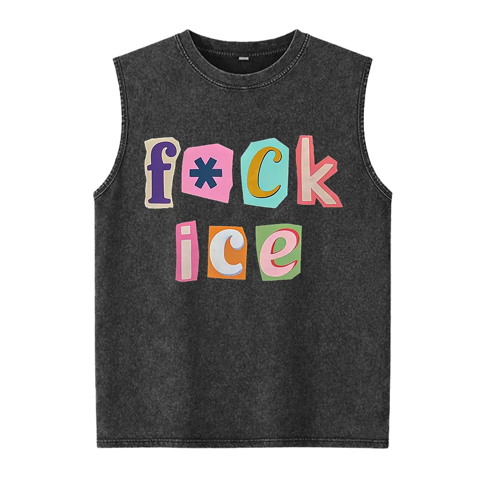 F*ck Ice Magazine Letters Unisex Washed Vest, Anti Trump Washed Vest, Anti Maga, FDT, Protect Immigrants, No Human Is Illegal, Leftist