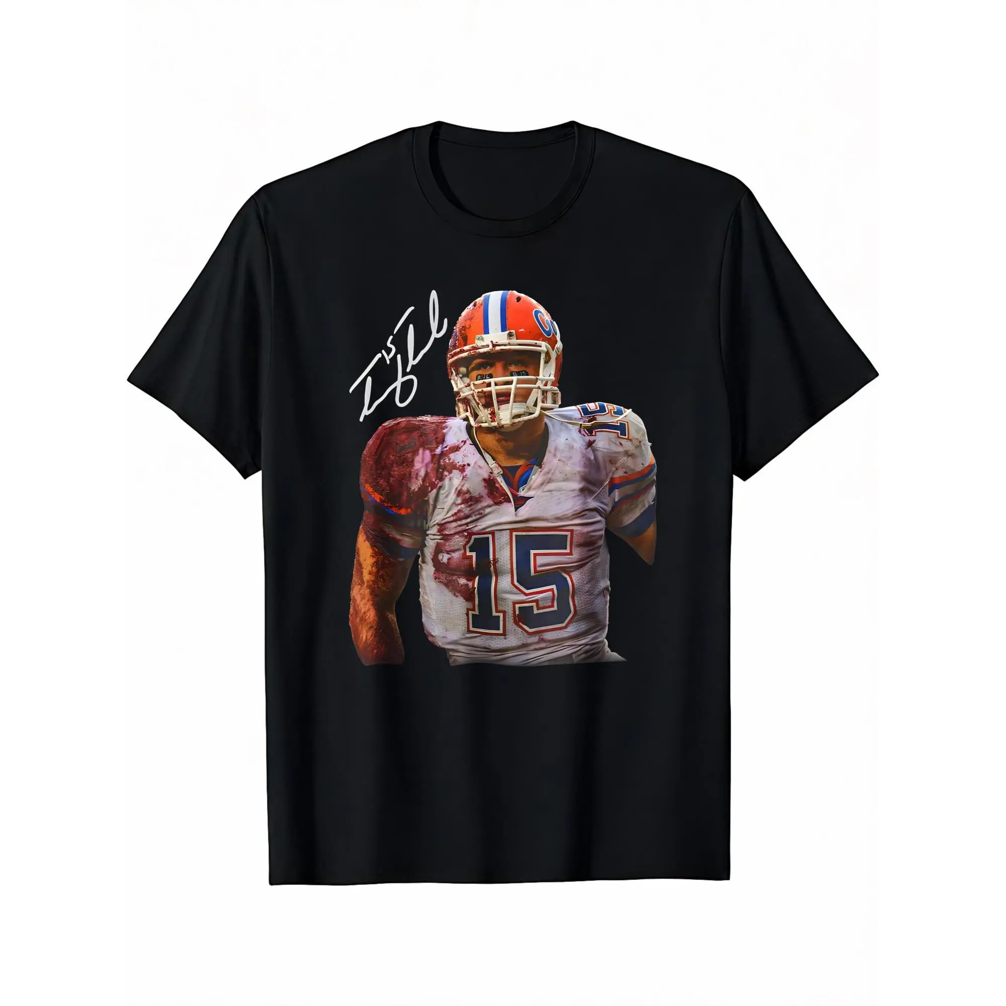 Men's Short-Sleeve Pure Cotton Round Neck T-Shirt - Tim Tebow 'Blood' Graphic Print Menswear Streetwear Top, Athletic Sports Clothes, Sport Casual All-Season Tee, Fan Gift Idea