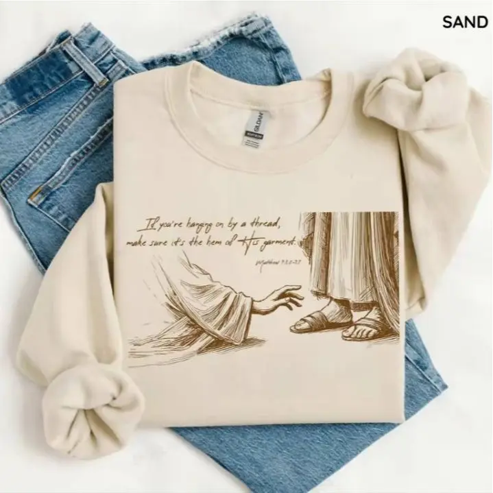 FaithHaus - Christian Faith Sweatshirt & T-Shirt, Inspirational Bible Verse Tee, Religious Jesus Graphic T-Shirt, Matthew 9:20-21 Shirt, Gift for Women